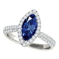 thumbnail image 1 of Aonejewelry 0.80 Ct. Ttw Elegant Look Diamond Marquise Shape Created Sapphire Ring In 10k White Gold, 1 of 4
