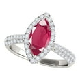 thumbnail image 1 of Aonejewelry 0.80 Ct. Ttw Elegant Look Diamond and Marquise Shape Created Created Ruby Ring In 10k White Gold, 1 of 4