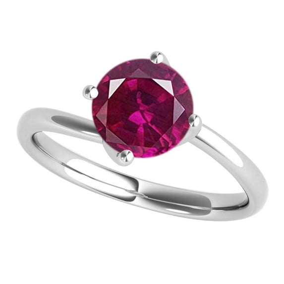 Aonejewelry 0.85 Carat 6mm Round Shape Created Ruby Gemstone Solitaire Engagement Ring Women Crafted In 10K Rose White & Yellow Gold