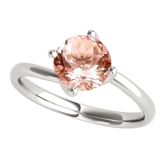 Aonejewelry 0.85 Carat 6mm Round Shape Natural Morganite Gemstone Solitaire Engagement Ring Women Crafted In 10K Rose White & Yellow Gold