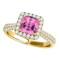 thumbnail image 1 of Aonejewelry 0.95 Ct. Ttw Diamond and Cushion Cut Pink Topaz Ring in 10K Yellow Gold, 1 of 4