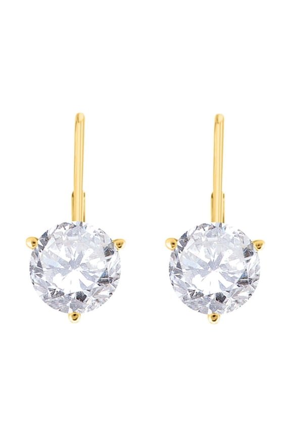 1.00 CTW Lab Grown Round White Diamond Leverback Earrings for Women in 14K Rose Gold, White Gold and Yellow Gold, 3 Prong