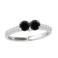 thumbnail image 1 of Aonejewelry 1.03 Ct. Ttw Two Stone Black Diamond Engagement Wedding Ring In 14k White Gold, 1 of 4