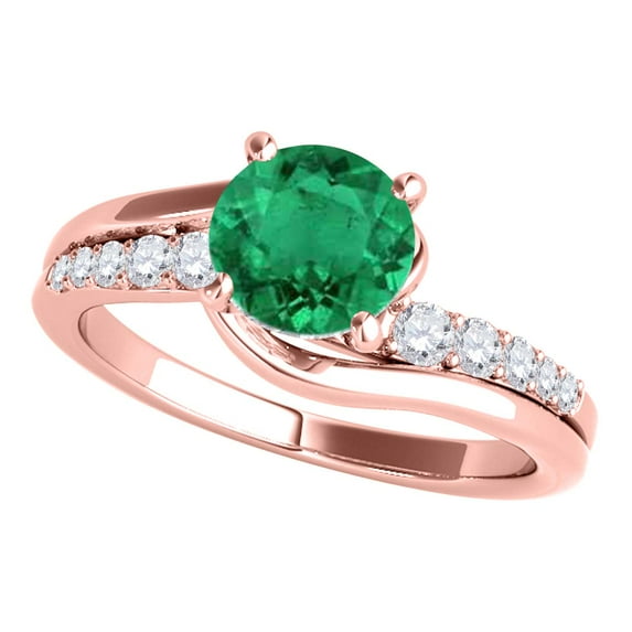 Aonejewelry 1.15 Ct. Halo Emerald and Diamond Engagement Ring Crafted In 14k Solid Rose Gold