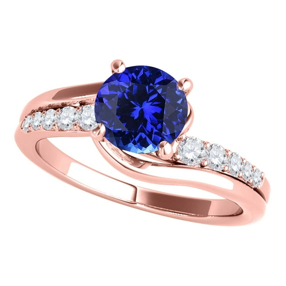 Aonejewelry 1.15 Ct. Halo Tanzanite and Diamond Engagement Ring Crafted In 14k Solid Rose Gold