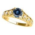 thumbnail image 1 of Aonejewelry 1.15 Ct. Halo Unique Design Blue Diamond Engagement Ring Crafted In 14k Solid Yellow Gold, 1 of 4