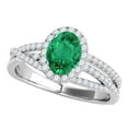 thumbnail image 1 of Aonejewelry 1.15 Ct. Ttw Diamond and Oval Shape Emerald Ring In 10k White Gold, 1 of 4