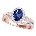 thumbnail image 1 of Aonejewelry 1.15 Ct. Ttw Halo Diamond and Oval Shape Sapphire Ring In 10k Rose Gold, 1 of 4