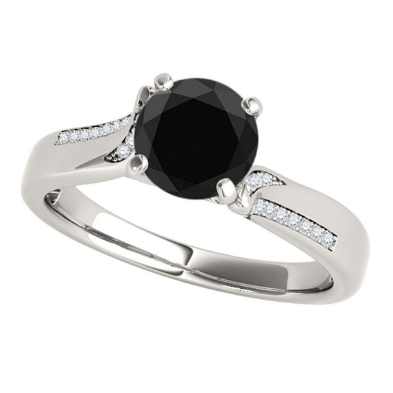 Aonejewelry 1.15 Ct. Ttw Halo Interwined Design Black Diamond Engagement Ring Crafted In 14k Solid White Gold