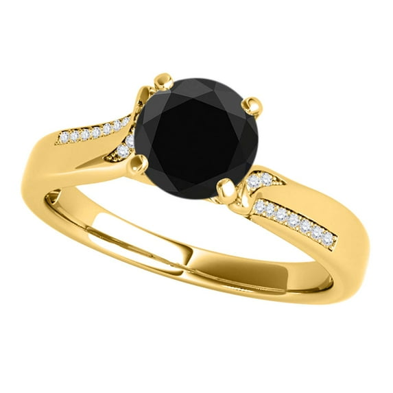 Aonejewelry 1.15 Ct. Ttw Halo Interwined Design Black Diamond Engagement Ring Crafted In 14k Solid Yellow Gold