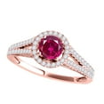 thumbnail image 1 of Aonejewelry 1.15 Ct. Ttw Split Shank Diamond and Created Ruby Ring In 14k Rose Gold, 1 of 4