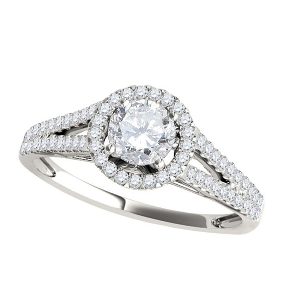 Aonejewelry 1/2 Carat Halo Diamond Engagement Ring 14K Solid White Gold