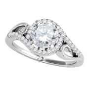 Aonejewelry 1/2 Carat Halo Diamond Engagement Ring In 14k Solid White Gold