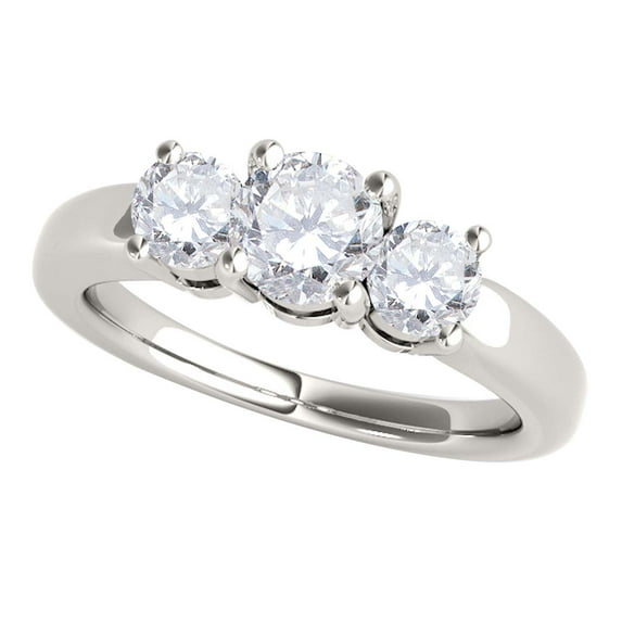 Aonejewelry 1/2 Carat Three Stone Diamond Engagement Ring Crafted In 14k Solid White Gold