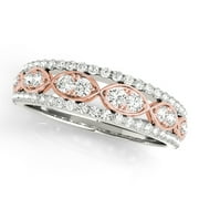 Aonejewelry 1/2 Carat Two-Tone Diamond Wedding Band In 14K Solid Rose & White Gold