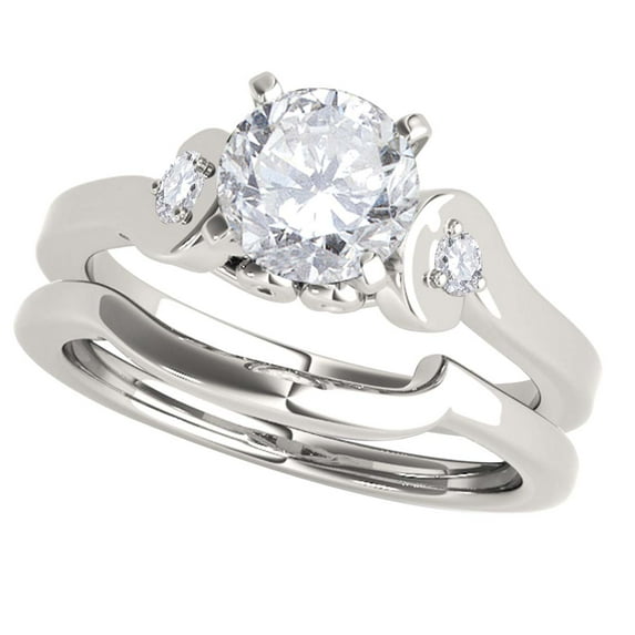 Aonejewelry 1/2 Ct. Diamond Engagement Bridal Ring Set 10K Solid White Gold