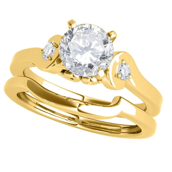 Aonejewelry 1/2 Ct. Diamond Engagement Bridal Ring Set 10K Solid Yellow Gold