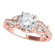 Aonejewelry 1/2 Ct. Halo Antique Engagement Diamond Ring In 14k Rose Gold