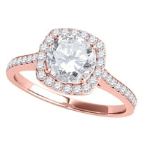 Aonejewelry 1/2 Ct. Halo Engagement Diamond Ring Crafted In 14k Solid Rose Gold