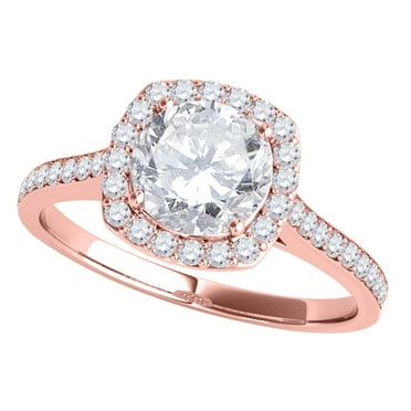 Aonejewelry 1/2 Ct. Halo Engagement Diamond Ring Crafted In 14k Solid Rose Gold