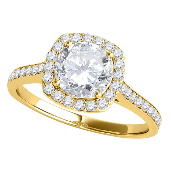 Aonejewelry 1/2 Ct. Halo Engagement Diamond Ring Crafted In 14k Solid Yellow Gold