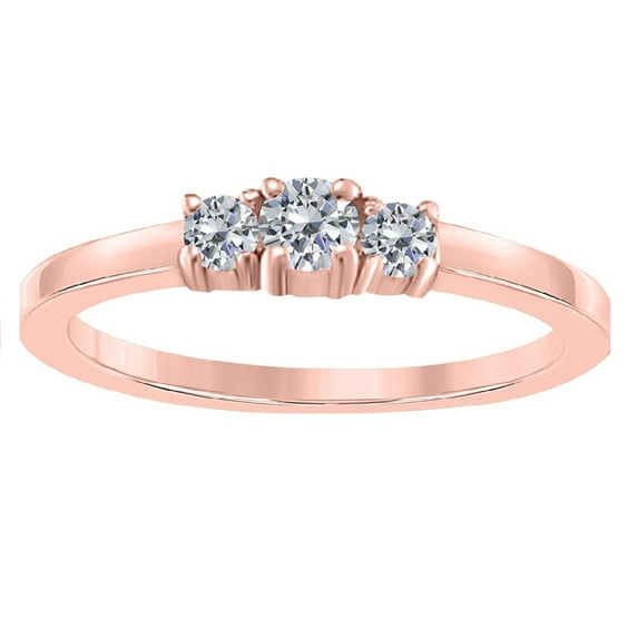 Aonejewelry 1/2 Ct. Ttw Pretty 3 Stone Diamond Engagement Wedding Ring In 10k Rose Gold