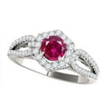 thumbnail image 1 of Aonejewelry 1.20 Carat Ttw Halo Created Ruby and Diamond Engagement Ring Crafted In 14k Solid White Gold, 1 of 3