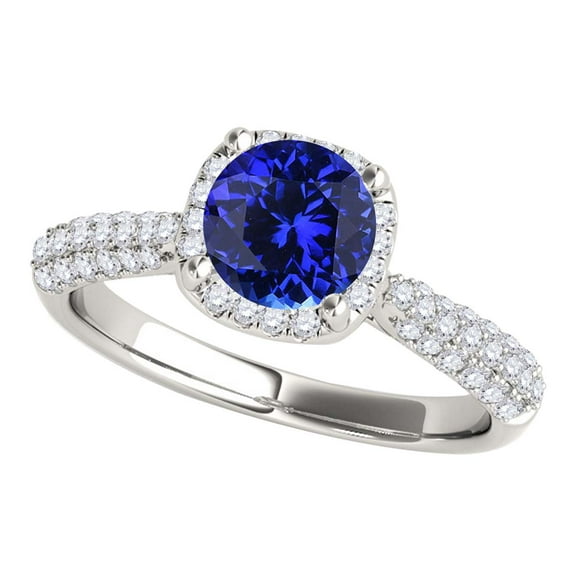 Aonejewelry 1.20 Ct. Halo Beautiful Design Tanzanite and Diamond Engagement Ring In 14k Solid White Gold