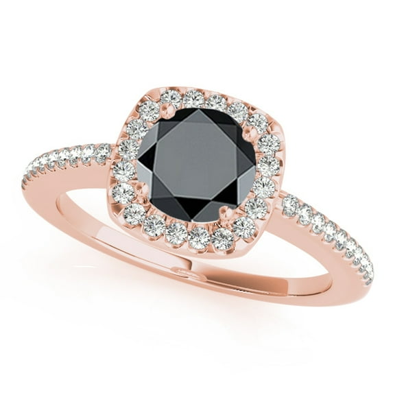 Aonejewelry 1.20 Ct. Halo Black Diamond Engagement Wedding Ring In 14k Rose Gold