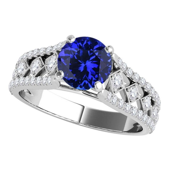 Aonejewelry 1.20 Ct. Halo Unique Design Tanzanite and Diamond Engagement Ring Crafted In 14k Solid White Gold