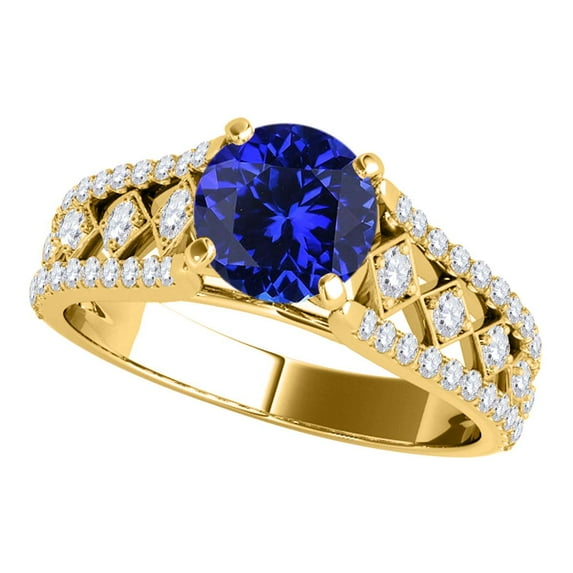 Aonejewelry 1.20 Ct. Halo Unique Design Tanzanite and Diamond Engagement Ring Crafted In 14k Solid Yellow Gold