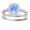 thumbnail image 1 of Aonejewelry 1.20 Ct. Ttw Cushion Shape Aquamarine Bridal Set In 10k White Gold, 1 of 4