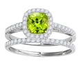 thumbnail image 1 of Aonejewelry 1.20 Ct. Ttw Cushion Shape Peridot Bridal Set In 10k White Gold, 1 of 4