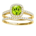 thumbnail image 1 of Aonejewelry 1.20 Ct. Ttw Cushion Shape Peridot Bridal Set In 10k Yellow Gold, 1 of 4