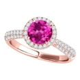 thumbnail image 1 of Aonejewelry 1.20 Ct. Ttw Diamond and Round Shaped Pink Topaz Ring in 10K Rose Gold, 1 of 4