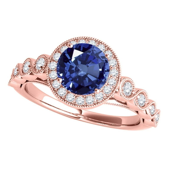 Aonejewelry 1.20 Ct. Ttw Diamond and Sapphire Ring In 14k Rose Gold