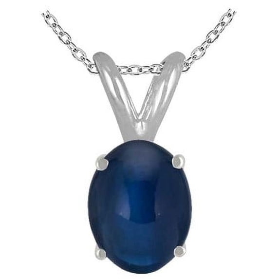 Aonejewelry 1.20Ct Oval Sapphire Pendant in Sterling Silver
