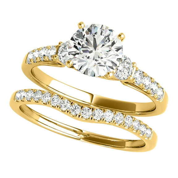 Aonejewelry 1.25 Ct. Halo Diamond Engagement Bridal Set Ring Crafted In 14k Solid Yellow Gold