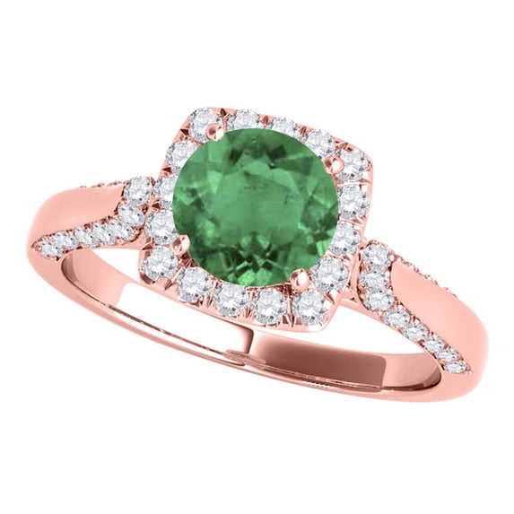 Aonejewelry 1.25 Ct. Ttw Diamond and Emerald Ring In 14k Rose Gold