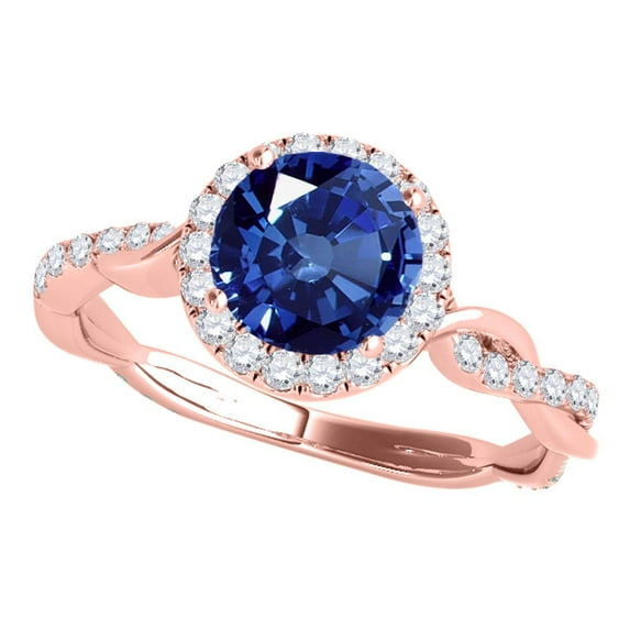 Aonejewelry 1.25 Ct. Ttw Interwine Shank Diamond and Sapphire Ring In 14k Rose Gold