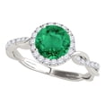 thumbnail image 1 of Aonejewelry 1.25 Ct. Ttw Interwine Shank Diamond and and Emerald Ring In 14k White Gold, 1 of 4
