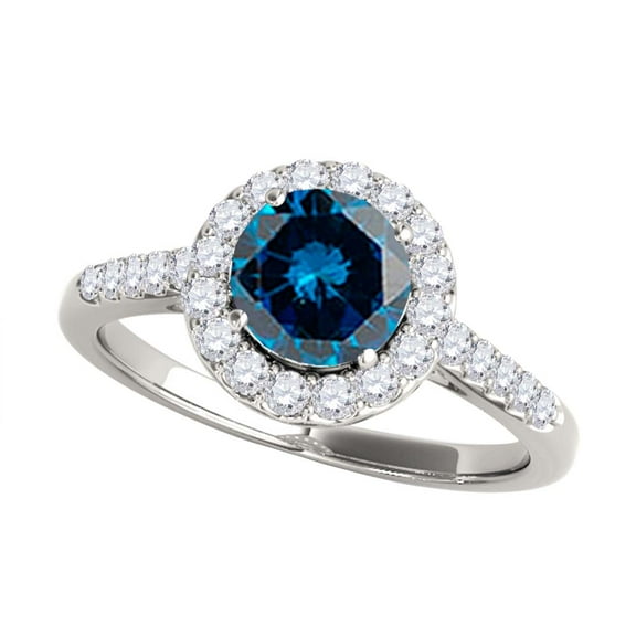 Aonejewelry 1.30 Ct. Halo Blue Diamond Engagement Ring Crafted In 14k White Gold