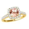 thumbnail image 1 of Aonejewelry 1.35 Carat Ttw Halo Morganite and Diamond Engagement Ring Crafted In 14k Solid Yellow Gold, 1 of 4