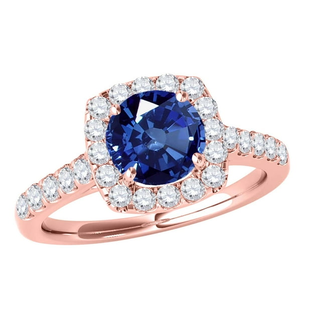 Aonejewelry 1.35 Carat Ttw Halo Sapphire and Diamond Engagement Ring ...