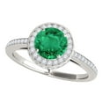 thumbnail image 1 of Aonejewelry 1.35 Ct. Antique Design Halo Emerald and Diamond Engagement Ring In 14k Solid White Gold, 1 of 4