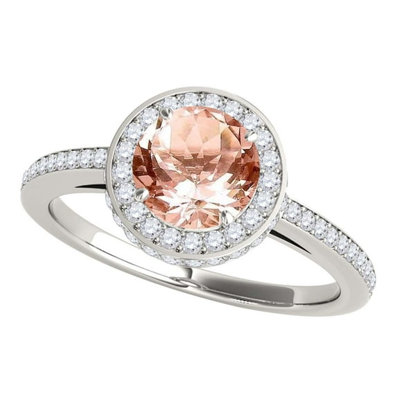 Aonejewelry 1.35 Ct. Antique Design Halo Morganite and Diamond Engagement Ring In 14k Solid White Gold