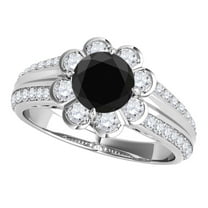Aonejewelry 1.35 Ct. Halo Black Diamond Engagement Ring In 14k White Gold
