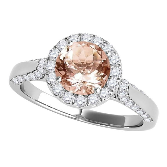 Aonejewelry 1.35 Ct. Halo Morganite and Diamond Engagement Ring Crafted In 14k Solid White Gold (A+ , I2-I3)