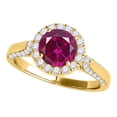 thumbnail image 1 of Aonejewelry 1.35 Ct. Halo Ruby and Diamond Engagement Ring Crafted In 14k Solid Yellow Gold (Created , I2-I3), 1 of 4