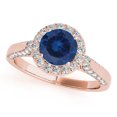 thumbnail image 1 of Aonejewelry 1.35 Ct. Halo Sapphire and Diamond Engagement Ring Crafted In 14k Solid Rose Gold (A+ , I2-I3), 1 of 2